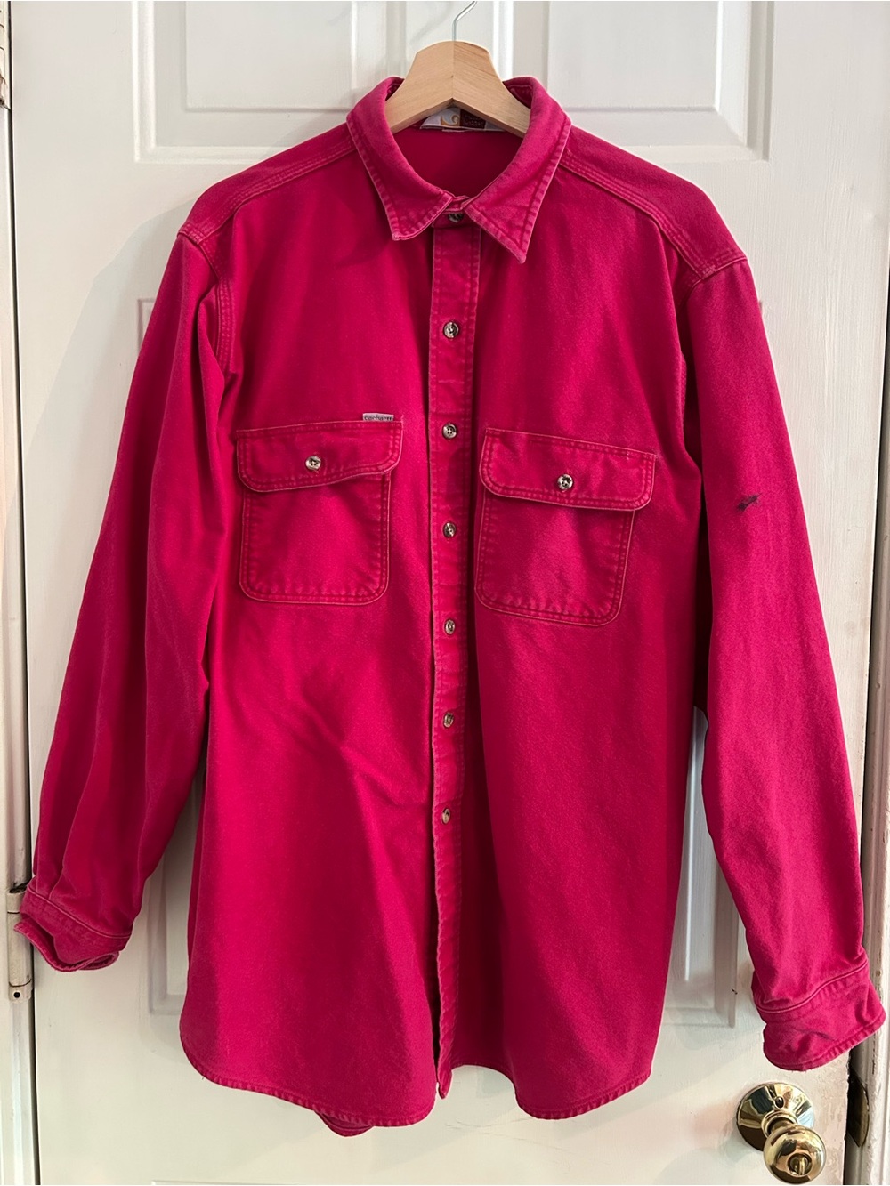 Vintage Style Carhartt Red Button-Up Overshirt